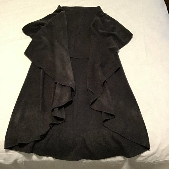 LOOK by M Black Soft Open Front Basic Shawl Vest - Picture 8 of 11